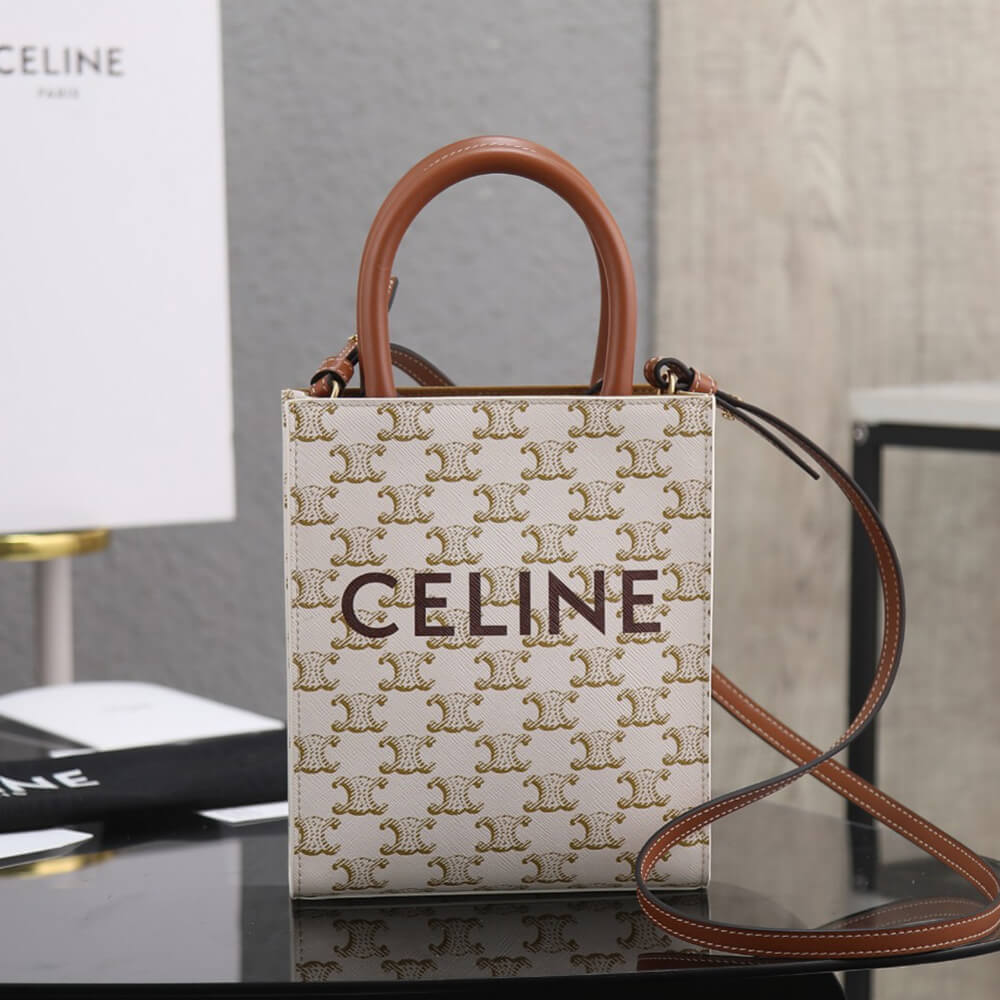 CELINE Mini Vertical Cabas IN Triomphe Canvas with Celine print