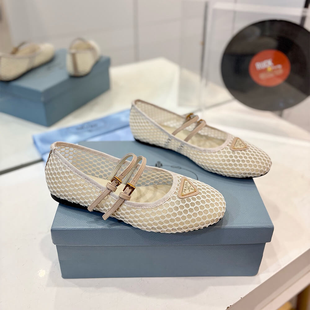 PRADA Mesh fabric ballerinas