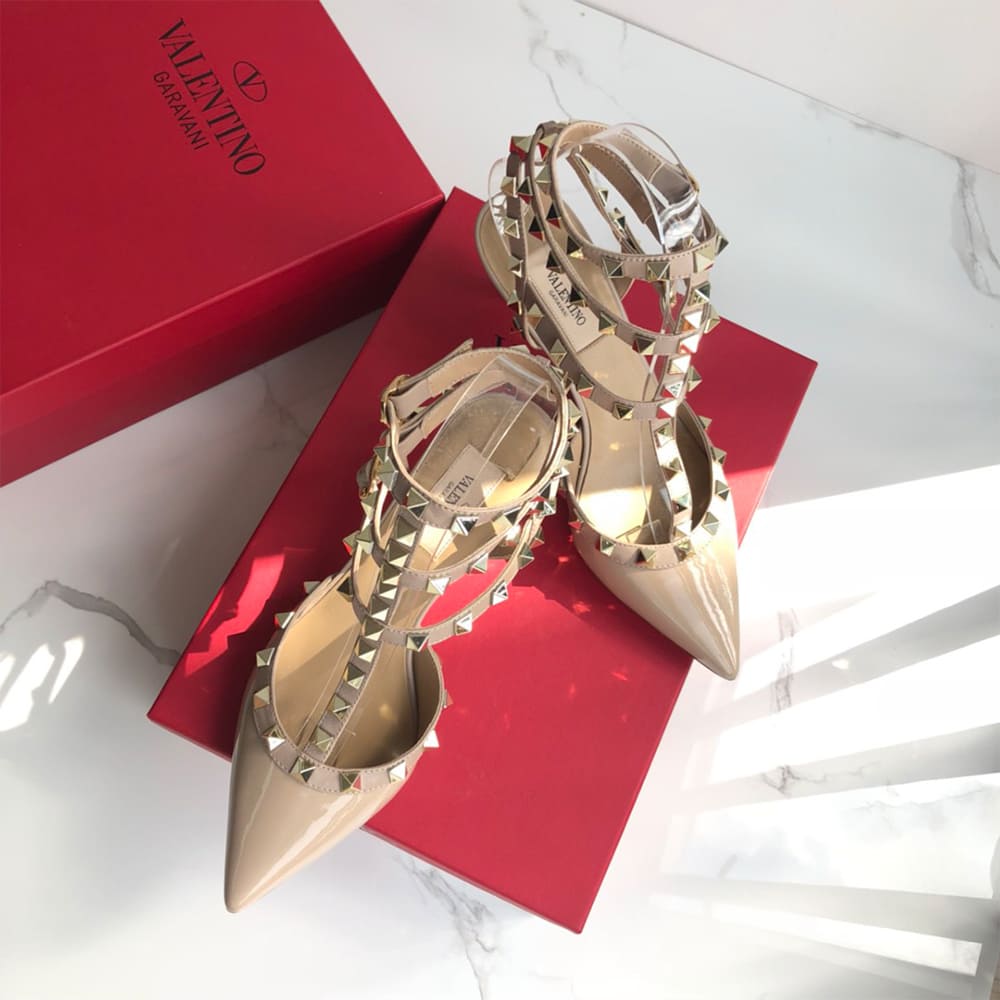 VALENTINO ROCKSTUD Wrap-around ankle strap rivet high heels (heel height 6.5 cm)